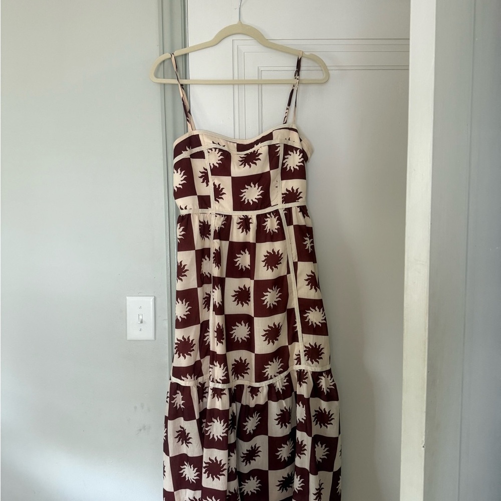 Selfie Leslie Brown and Cream Sunburst Midi Dress - Picture 2 of 4